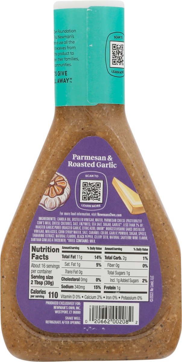 slide 6 of 9, Newman's Own Parmesan & Roasted Garlic Dressing 16 fl oz, 16 fl oz