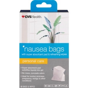 slide 1 of 1, CVS Health Nausea Bags With Refreshing Wipes, 6 ct
