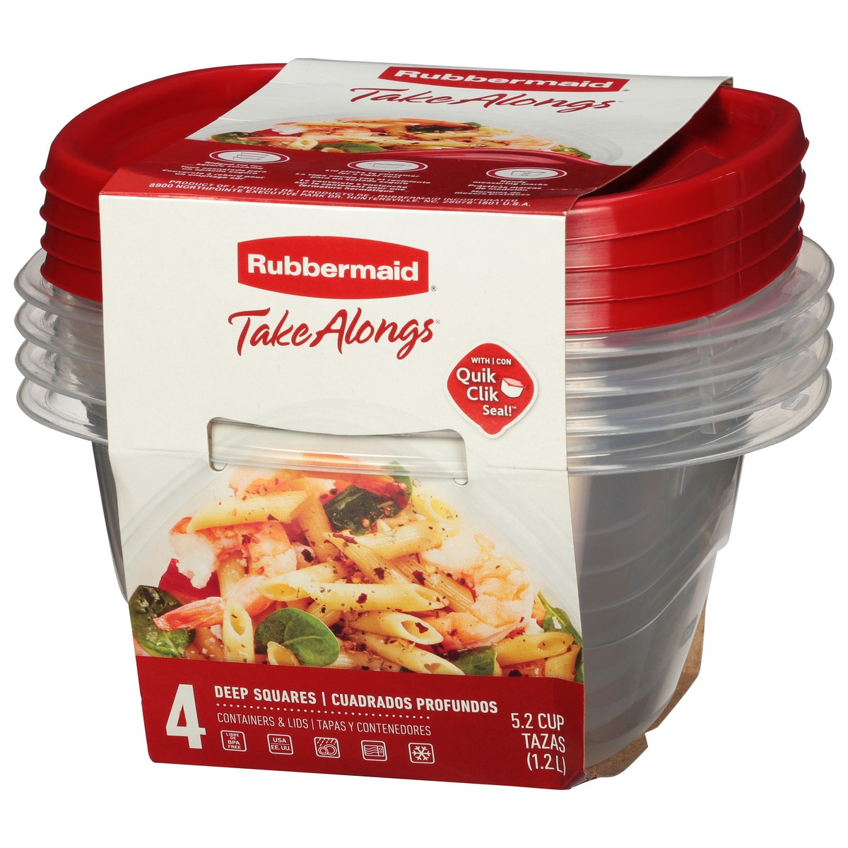 slide 9 of 9, Rubbermaid Containers with Lids 4 ea, 4 ct