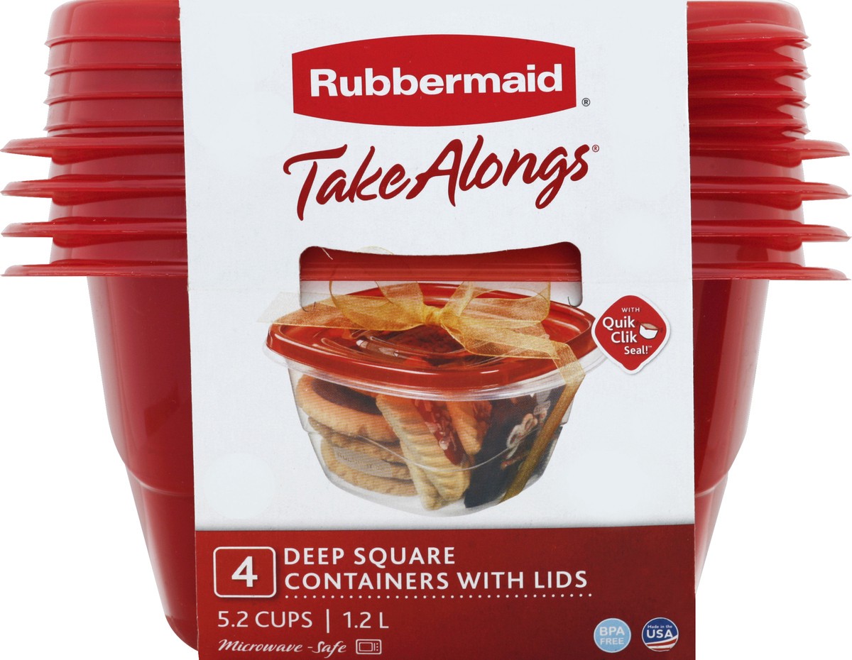 slide 1 of 9, Rubbermaid Containers with Lids 4 ea, 4 ct