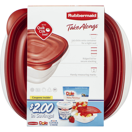 slide 4 of 9, Rubbermaid Takealongs Food Storage Containers with Easyfind Lids Clear, 4 ct; 42 oz