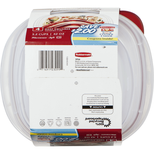 slide 7 of 9, Rubbermaid Takealongs Food Storage Containers with Easyfind Lids Clear, 4 ct; 42 oz