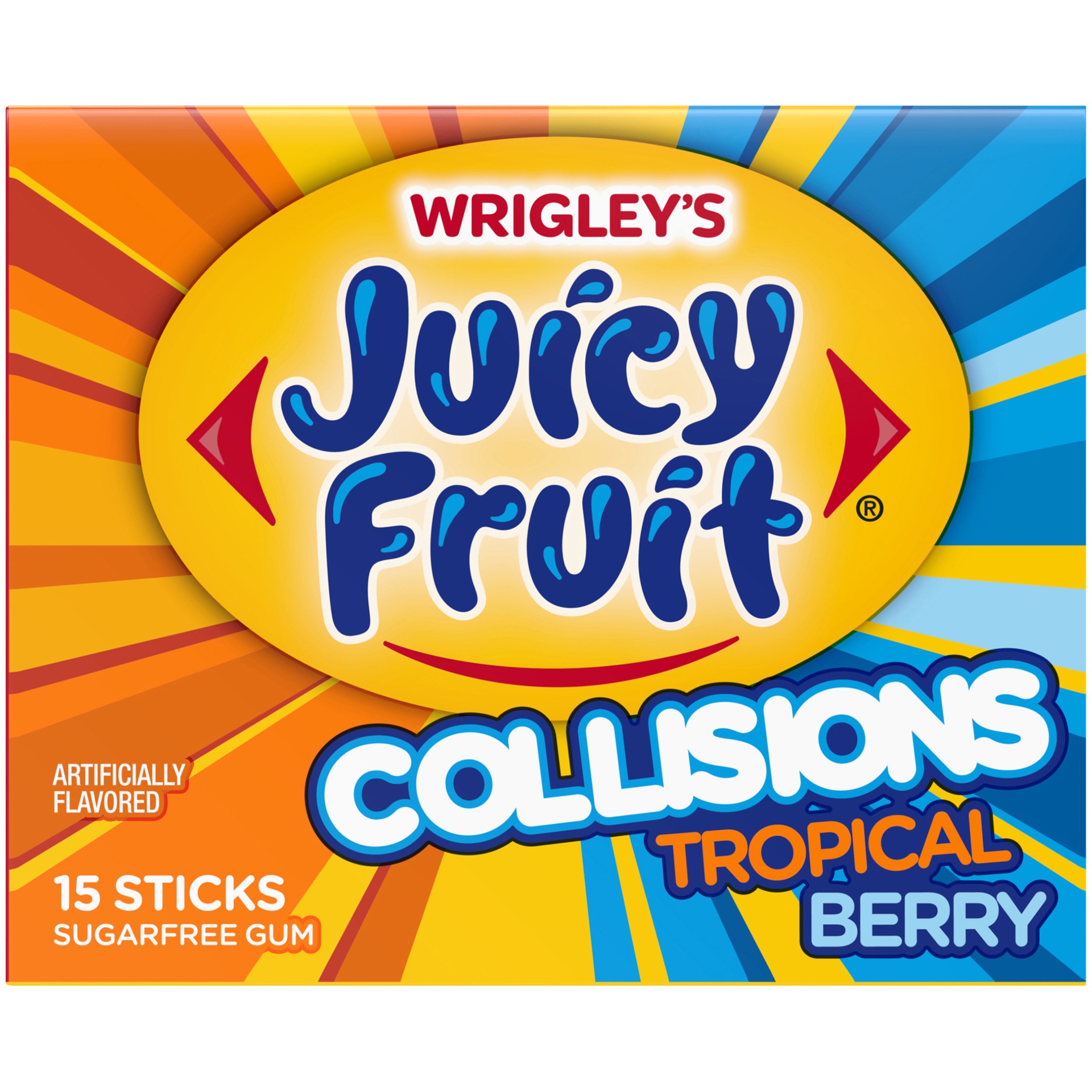 slide 1 of 1, Juicy Fruit Collisions Tropical Berry Gum - Single Pack, 1 ct