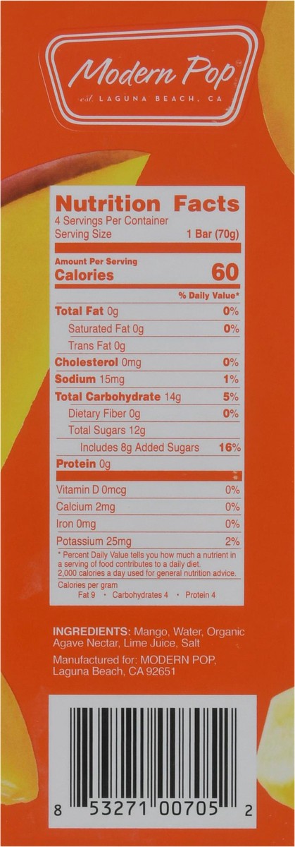 slide 6 of 13, Modern Pop Mango Frozen Fruit Bars 4 - 2.50 fl oz Bars, 4 ct