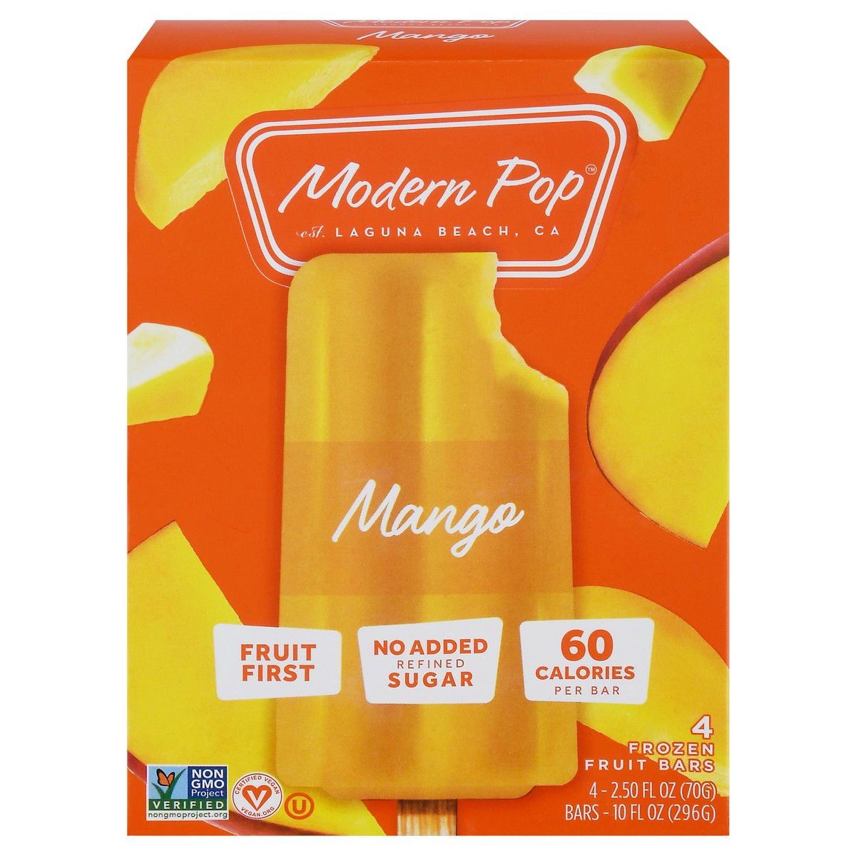 slide 1 of 13, Modern Pop Mango Frozen Fruit Bars 4 - 2.50 fl oz Bars, 4 ct