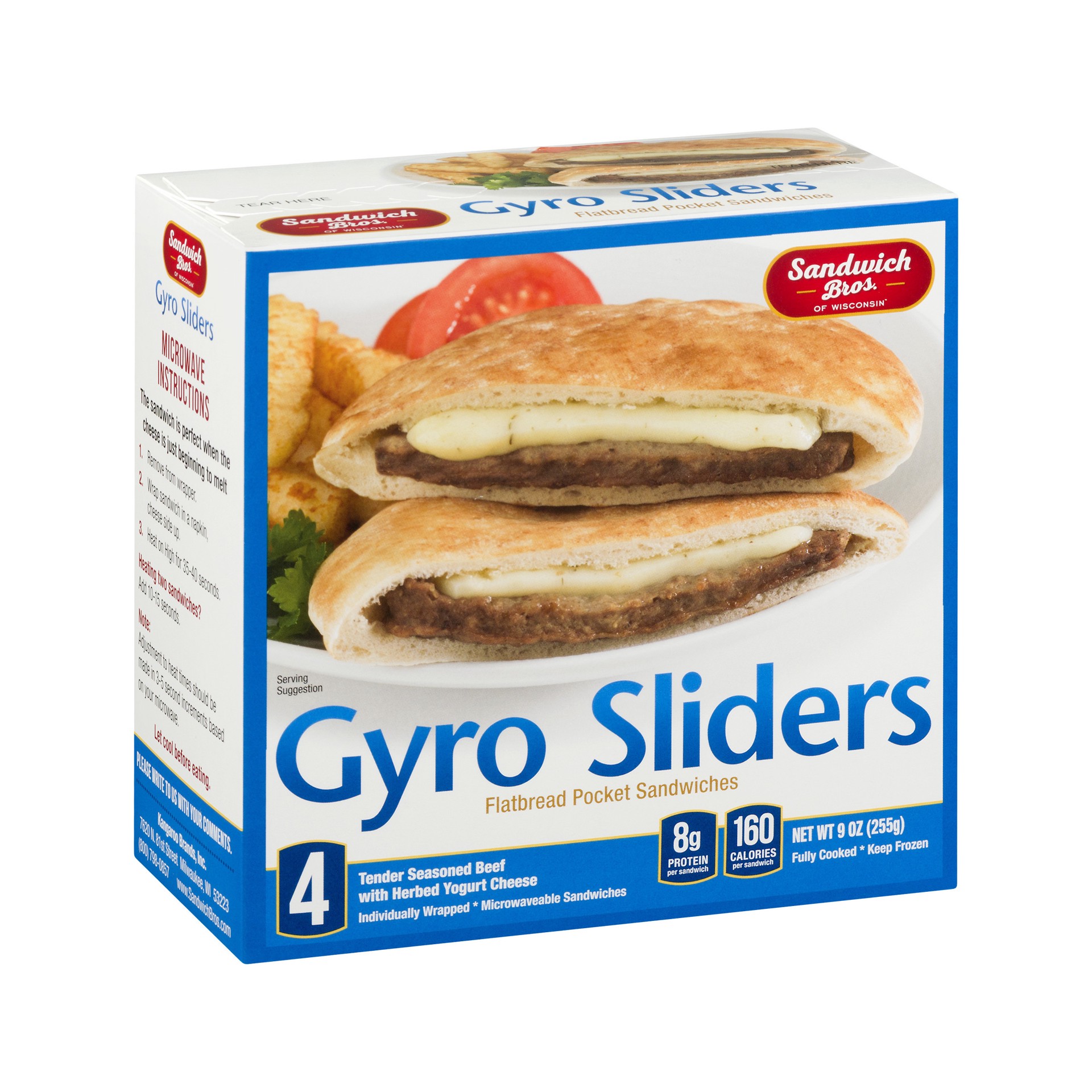 slide 2 of 3, Sandwich Bros. Gyro Sliders Flatbread Pocket Sandwiches, 9 oz, 4 Count, 9 oz