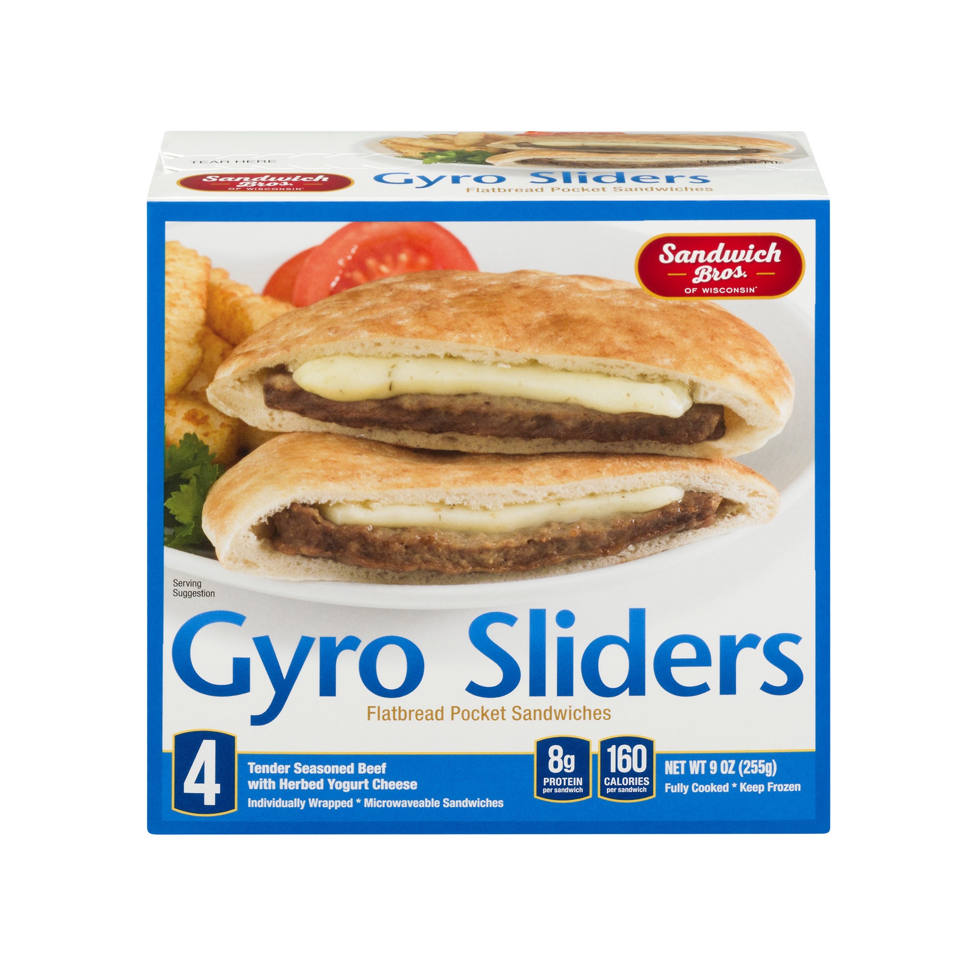 slide 1 of 3, Sandwich Bros. Gyro Sliders Flatbread Pocket Sandwiches, 9 oz, 4 Count, 9 oz