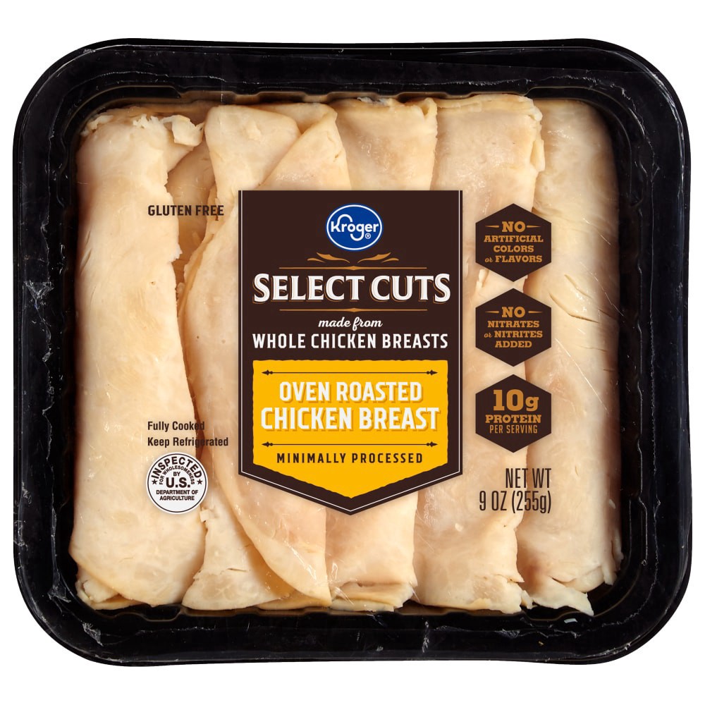 slide 1 of 2, Kroger Select Cuts Oven Roasted Chicken Breast, 9 oz