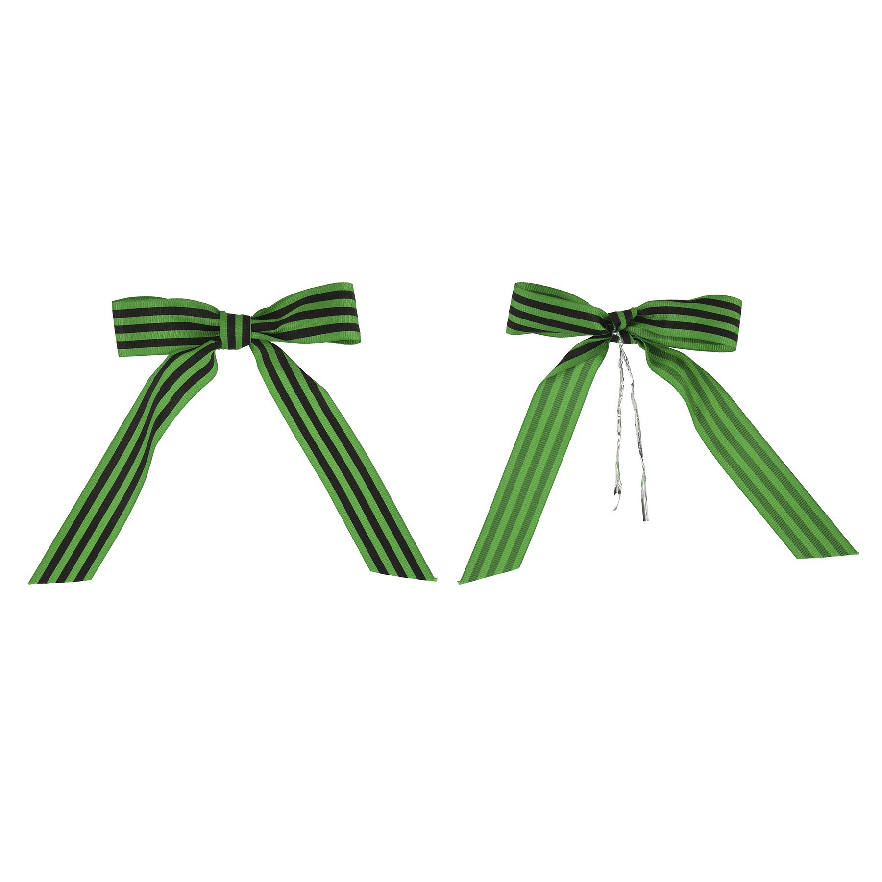 slide 2 of 2, 6" Green & Black Striped Bows, 6ct. By Celebrate It, 6 ct