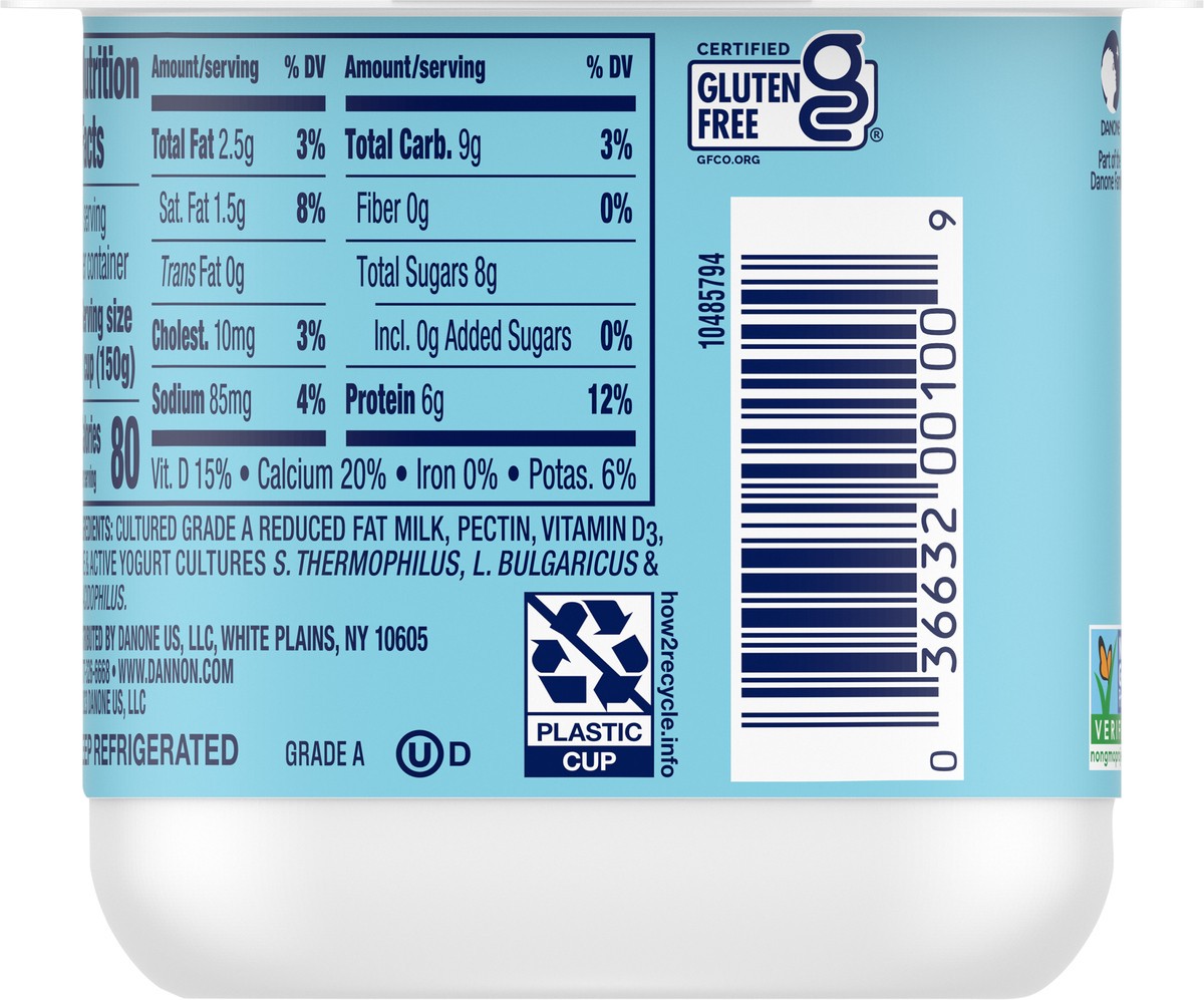 slide 2 of 9, Dannon Plain Low Fat Yogurt, Excellent Source of Calcium and Good Source of Protein with the Rich and Creamy Taste of Plain Flavored Yogurt, 5.3 OZ Container, 5.3 oz