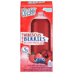 Klass Aguas Frescas Sugar Free Hibiscus Berries Drink Mix 10 - 0.07 oz On-The-Go Packets