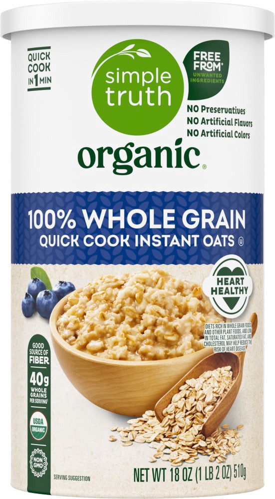 slide 3 of 4, Simple Truth Organic 100% Whole Grain Rolled Oats, 18 oz