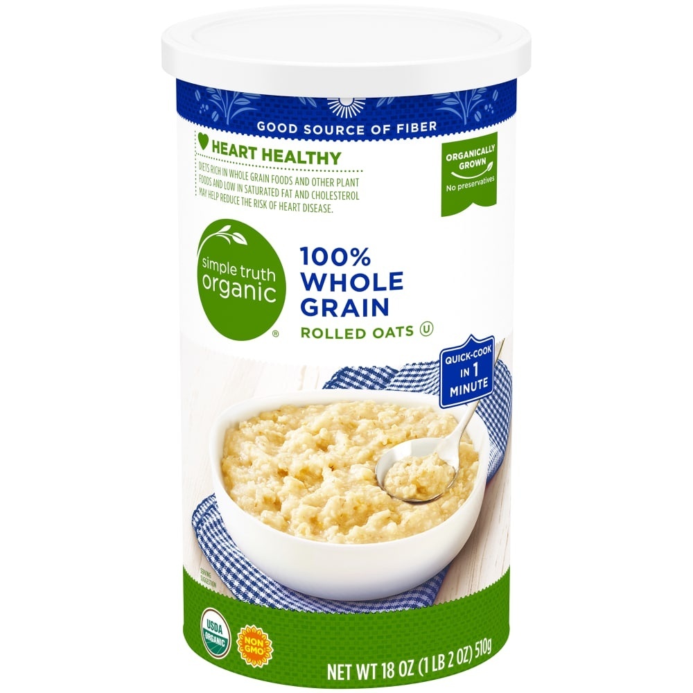 slide 1 of 1, Simple Truth Organic 100% Whole Grain Rolled Oats, 18 oz