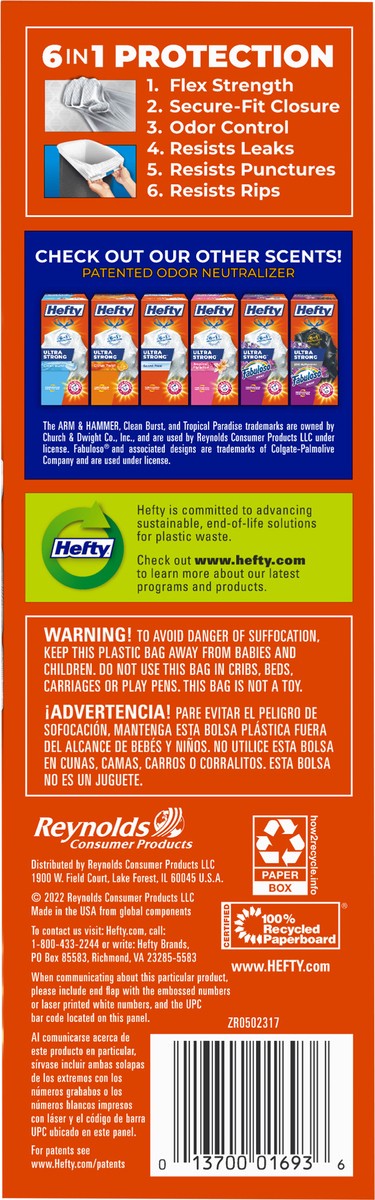 slide 3 of 9, Hefty Ultra Strong 13 Gallon Drawstring Lavender Sweet Vanilla Tall Kitchen Bags Bag 20 ea, 20 ct