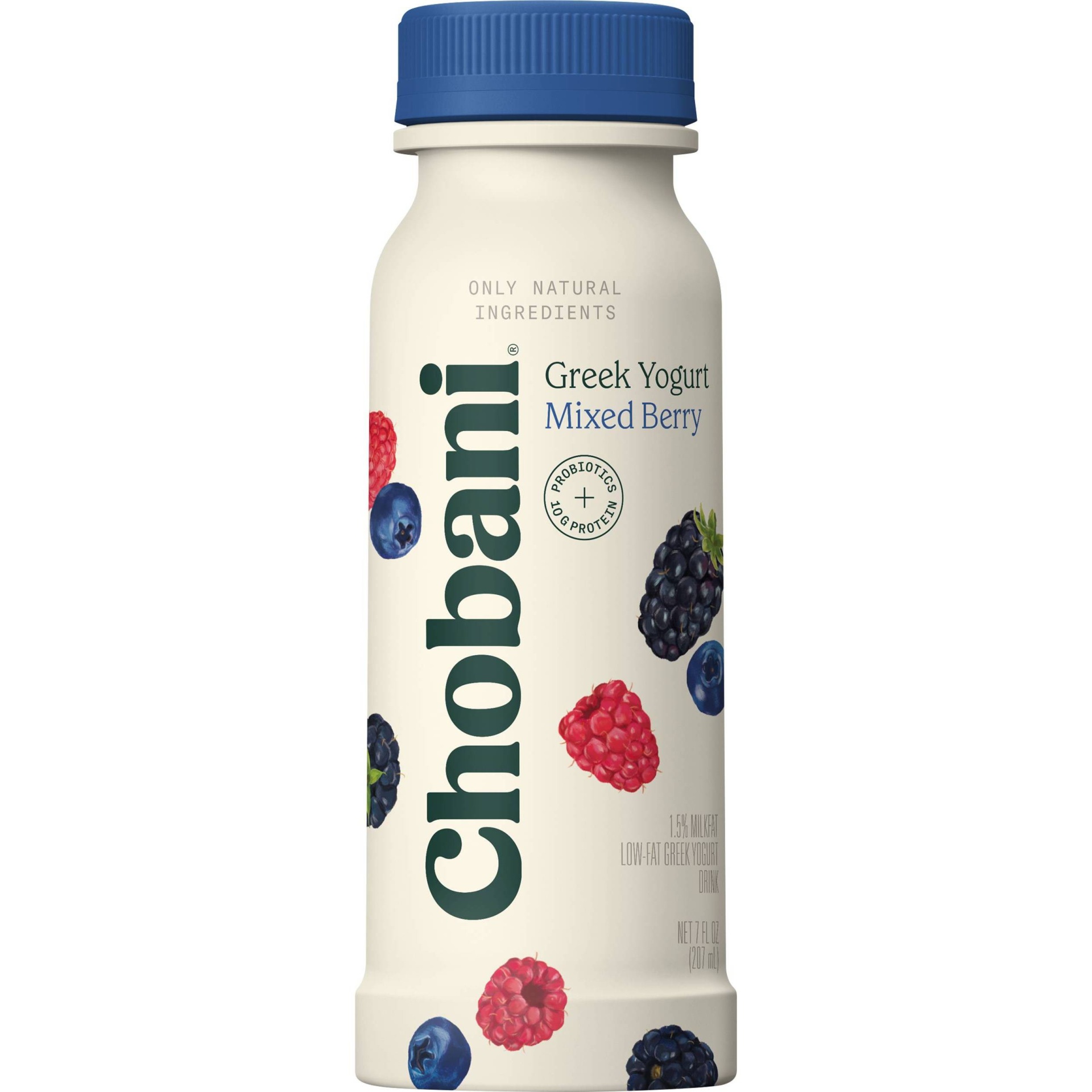 slide 1 of 1, Chobani Yogurt Drink Greek Low-fat 1.5% Milkfat Mixed Berry, 7 fl oz