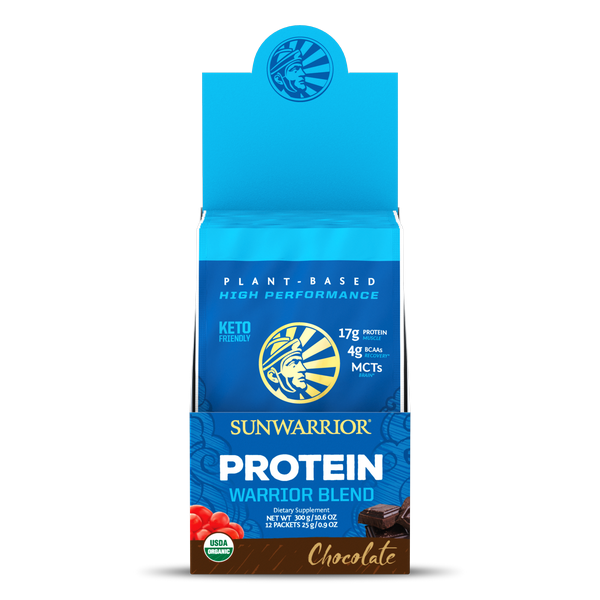 slide 1 of 1, Sunwarrior Chocolate Warrior Blend Protein Powder, 12 ct