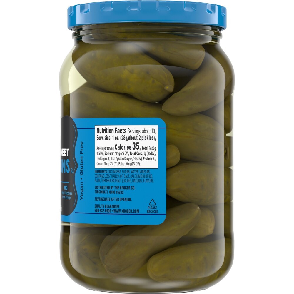 slide 4 of 4, Kroger Whole Sweet Gherkins, 16 fl oz