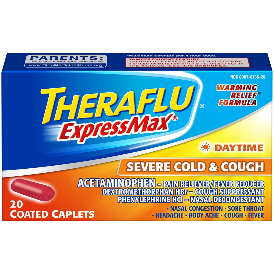 slide 1 of 1, Theraflu Expressmax Daytime Caplets, 20 ct