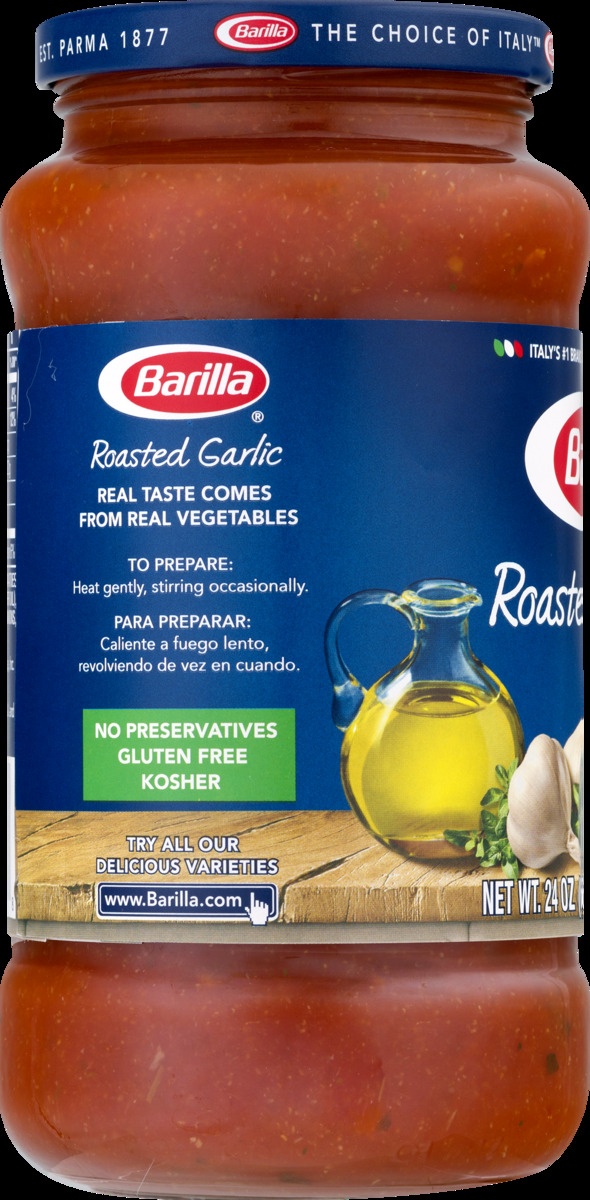 slide 8 of 11, Barilla Roasted Garlic Pasta Sauce, 24 oz