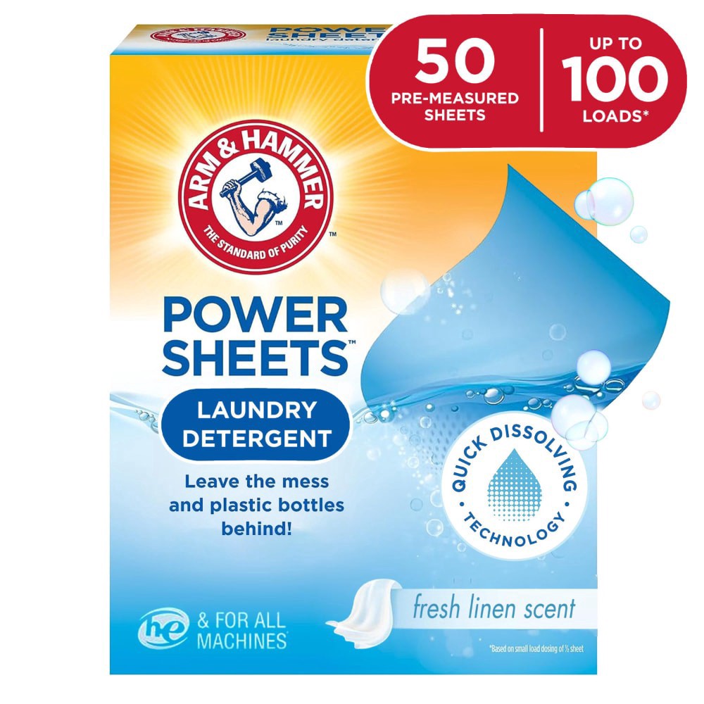 slide 5 of 6, Arm & Hammer Laundry Detergent Fresh Linen Sheets, 50 ct