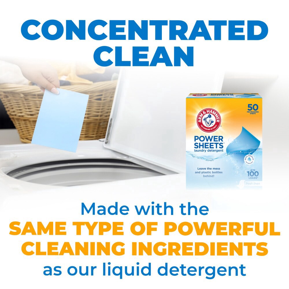slide 2 of 6, Arm & Hammer Laundry Detergent Fresh Linen Sheets, 50 ct