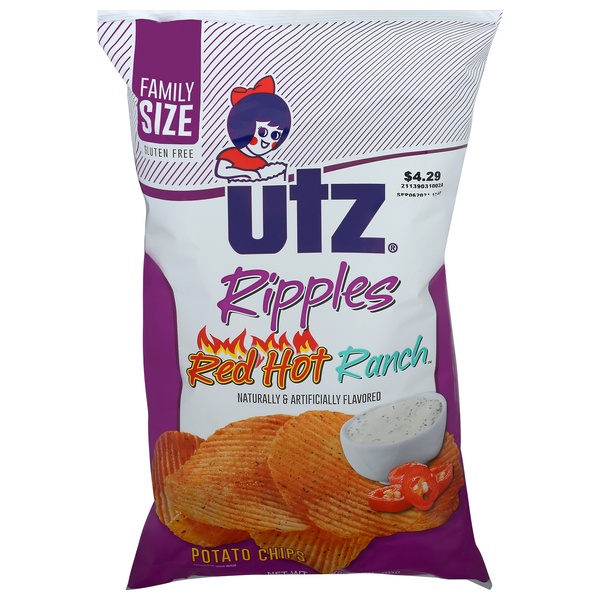 slide 1 of 1, Utz Ripple Chips Red Hot Ranch, 8 oz