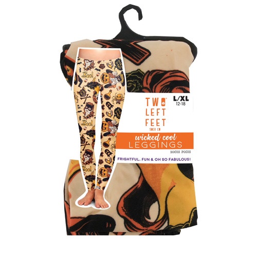 slide 1 of 1, Two Left Feet L/xl Pumpkins Halloween Leggings, 1 pair