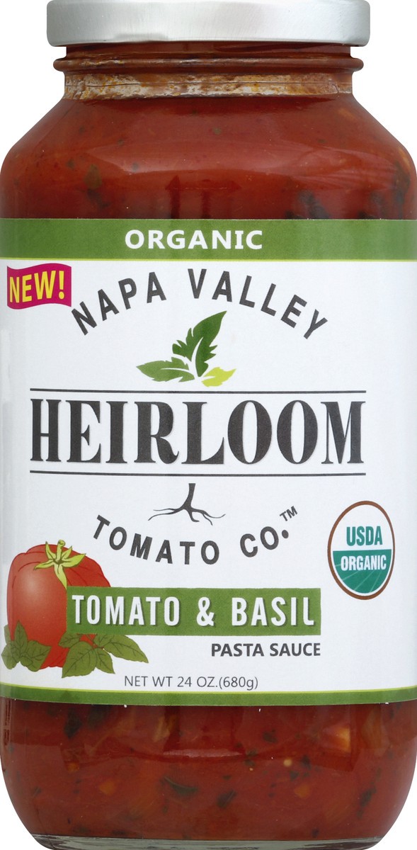 slide 2 of 2, Napa Valley Heirloom Tomato Co. Pasta Sauce, Organic, Tomato & Basil, 24 oz