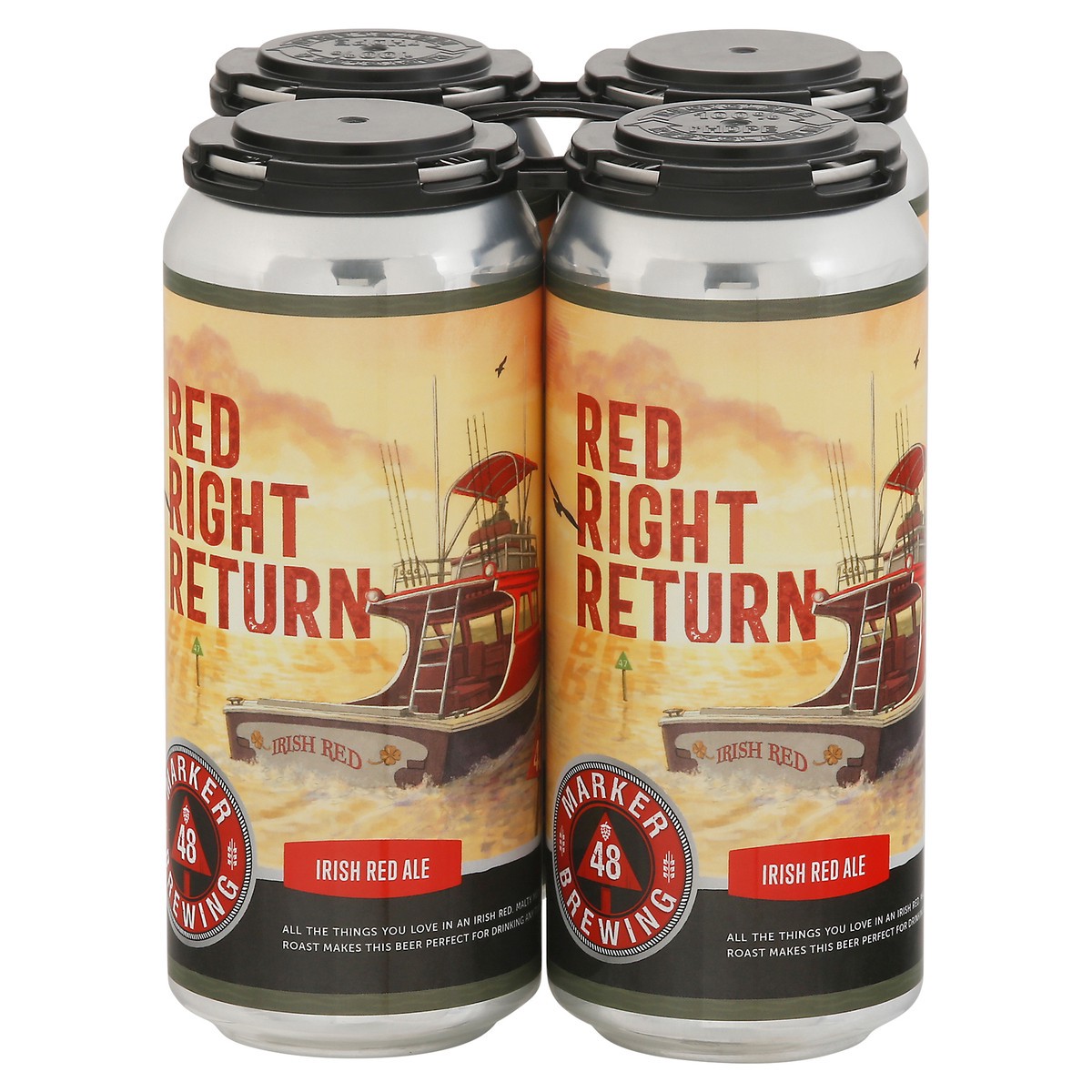 slide 4 of 4, Marker 48 Brewing Irish Red Ale Red Right Return Beer 4 - 16 fl oz Cans, 4 ct