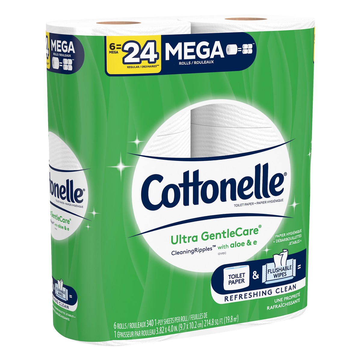 slide 2 of 9, Cottonelle Mega Rolls 1-Ply Toilet Paper 6 ea, 6 ct