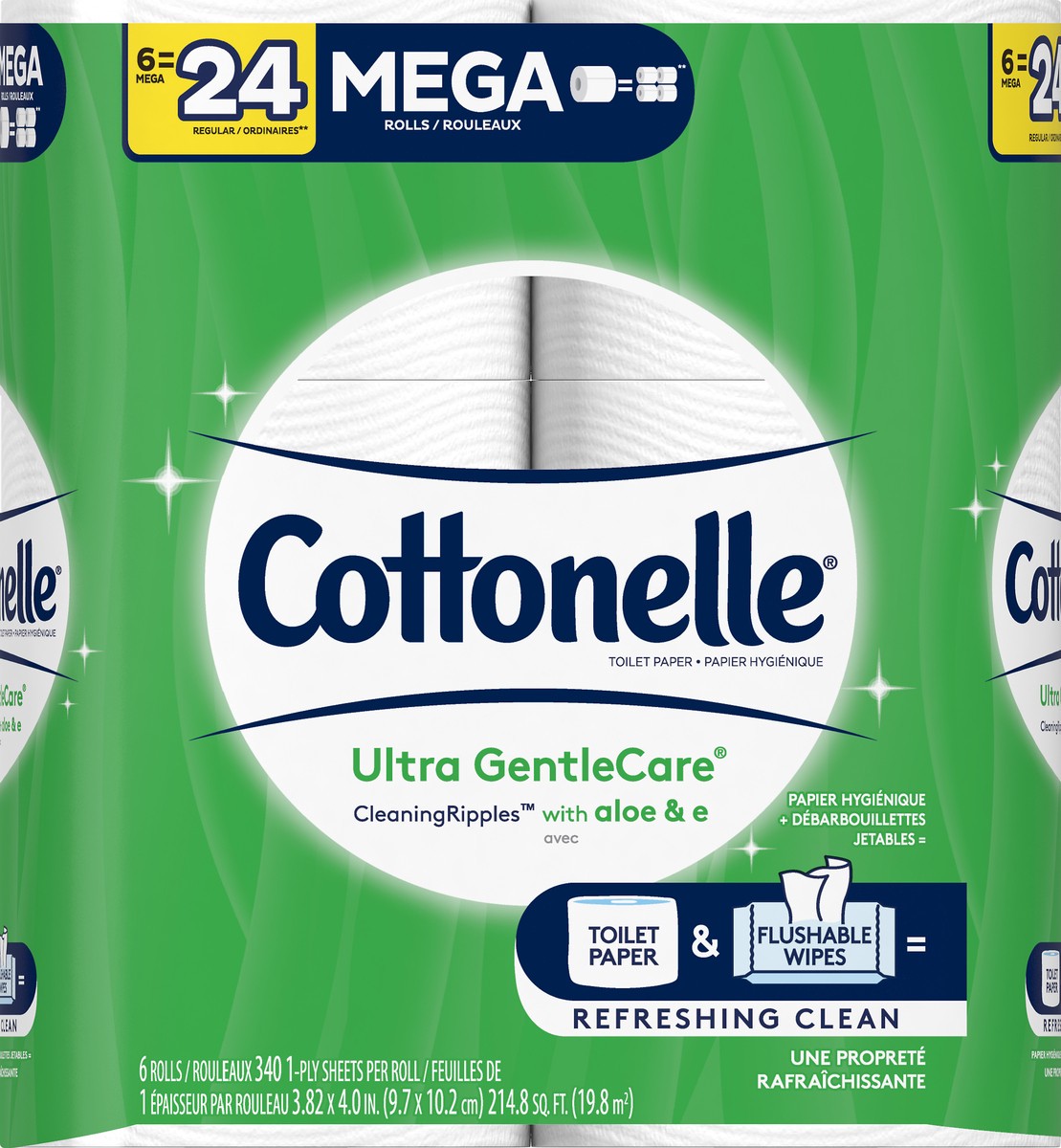 slide 6 of 9, Cottonelle Mega Rolls 1-Ply Toilet Paper 6 ea, 6 ct