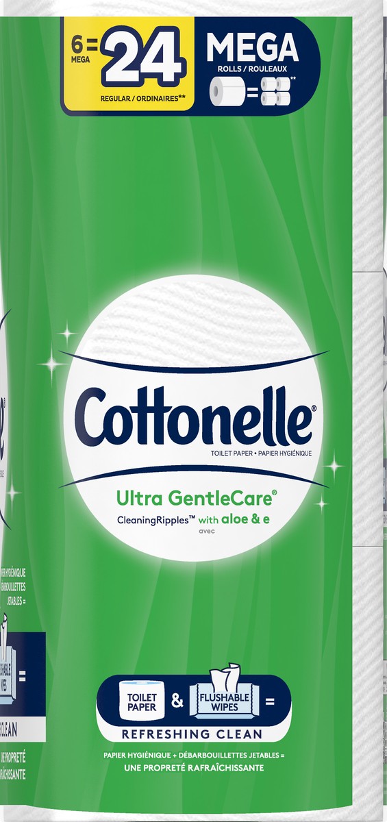 slide 8 of 9, Cottonelle Mega Rolls 1-Ply Toilet Paper 6 ea, 6 ct