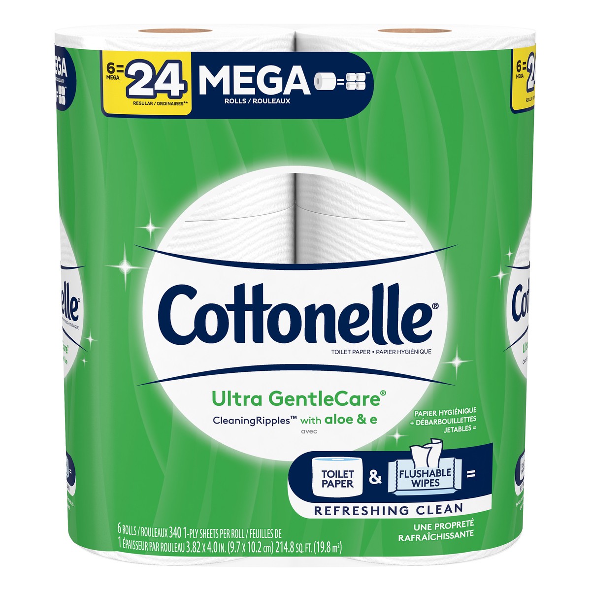 slide 1 of 9, Cottonelle Mega Rolls 1-Ply Toilet Paper 6 ea, 6 ct