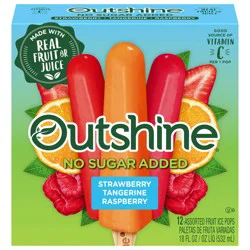 Outshine Strawberry, Tangerine, and Raspberry Frozen Fruit Pops, Variety Pack, 12 Count