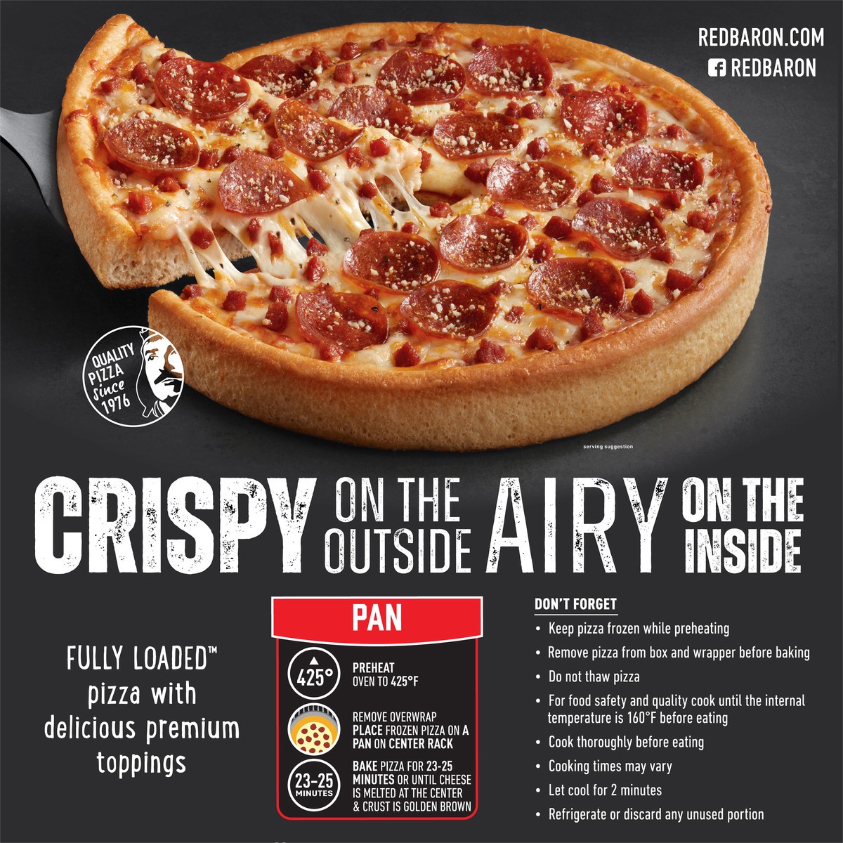 slide 2 of 9, Red Baron Fully Loaded Pepperoni Original Crust Frozen Pizza, 27.85 oz