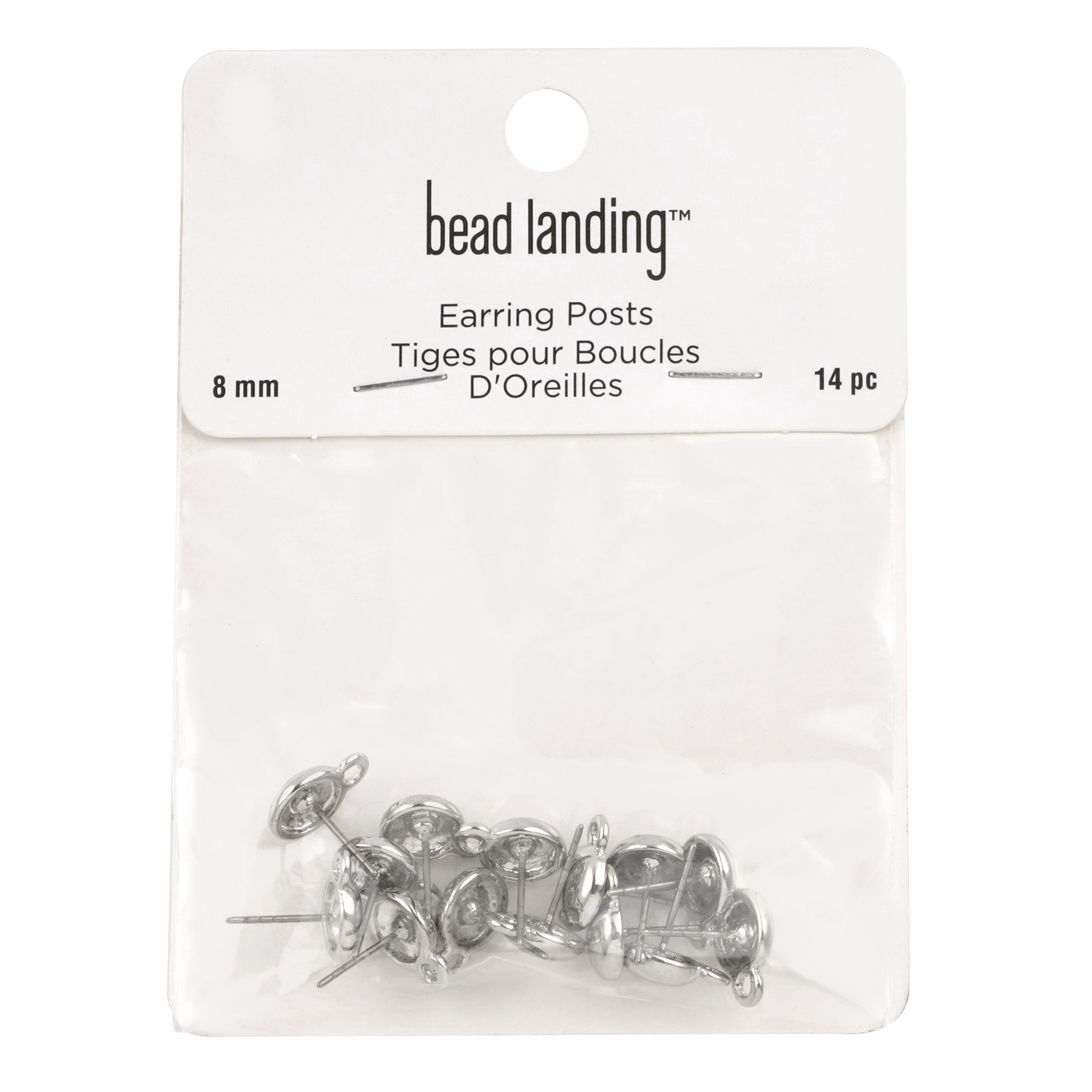 slide 2 of 2, 8mm Earring Posts, 14ct. By Bead Landing, 8mm