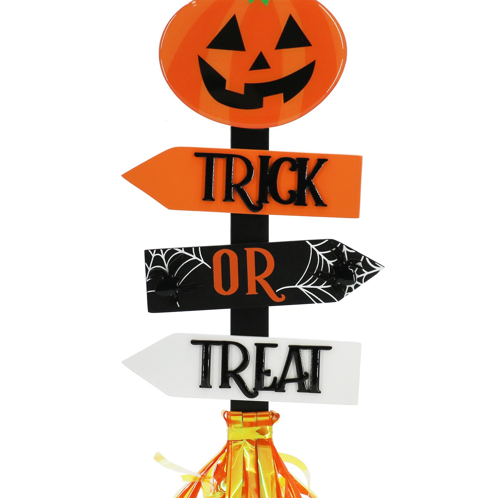 slide 4 of 4, 13" Jack-O'-Lantern Trick-Or-Treat Tabletop Road Sign By Ashland, 5.5 in x 2.5 in x 13 in