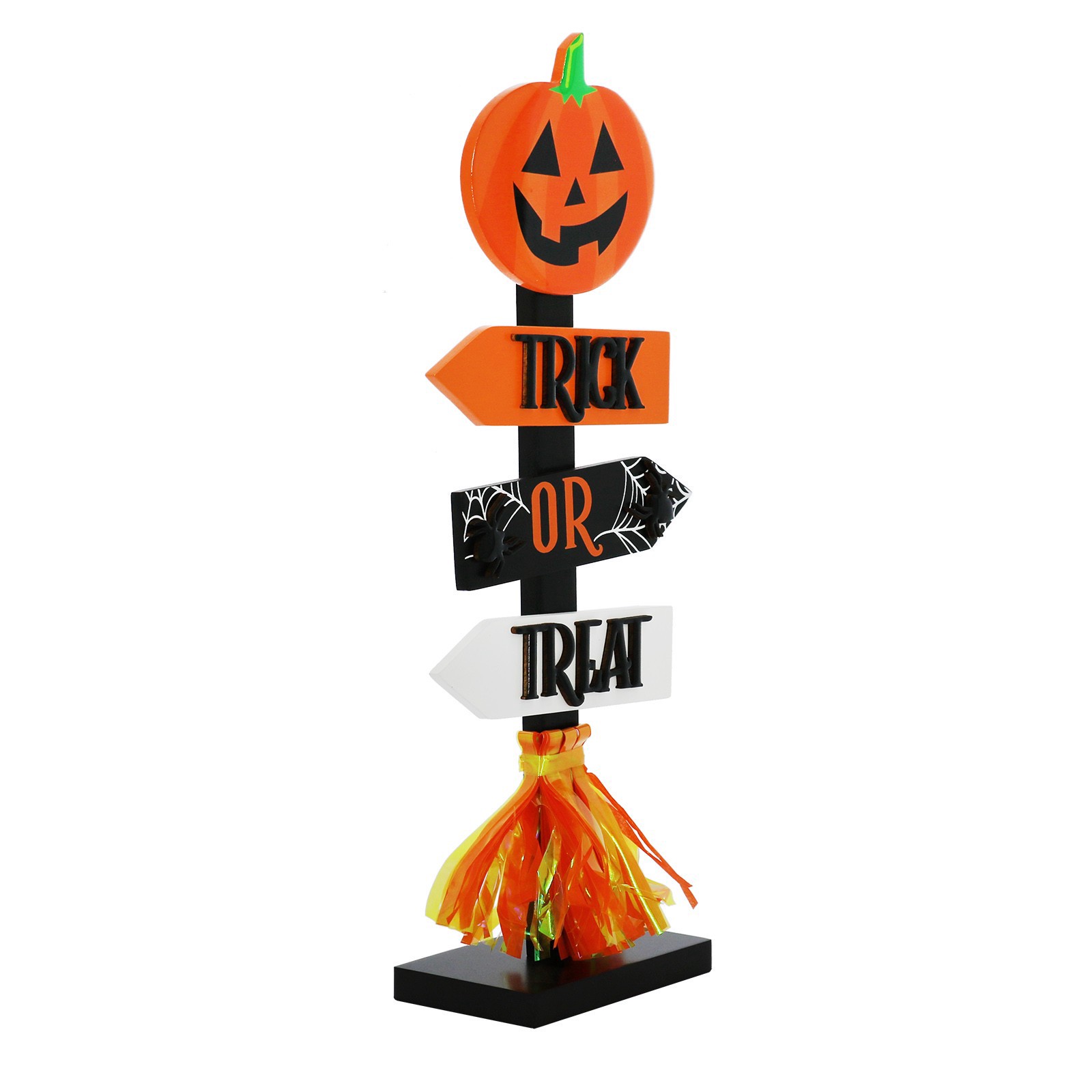 slide 2 of 4, 13" Jack-O'-Lantern Trick-Or-Treat Tabletop Road Sign By Ashland, 5.5 in x 2.5 in x 13 in