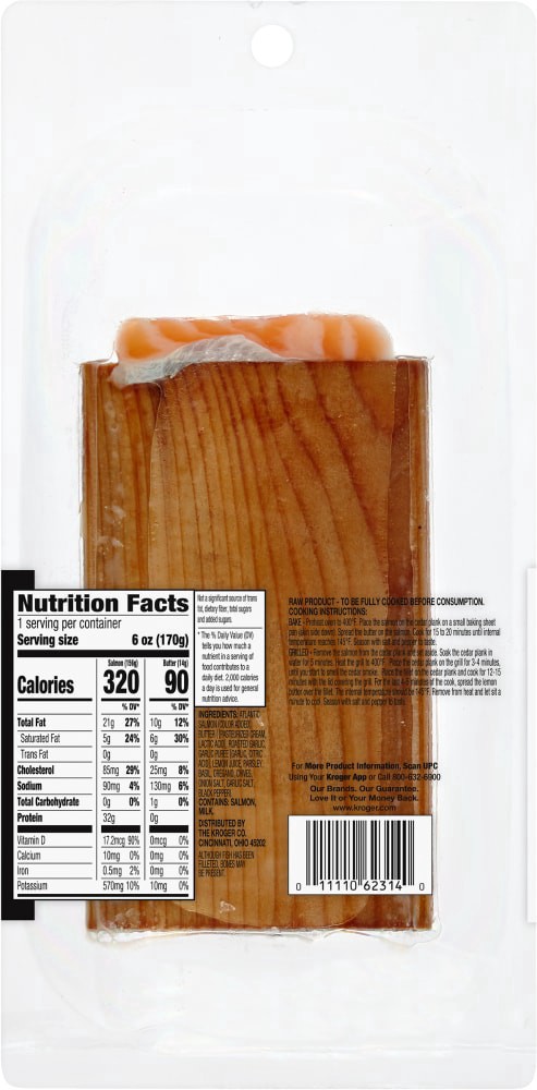 slide 2 of 2, Kroger Lemon Garlic Butter Cedar Plank Atlantic Salmon, 6 oz