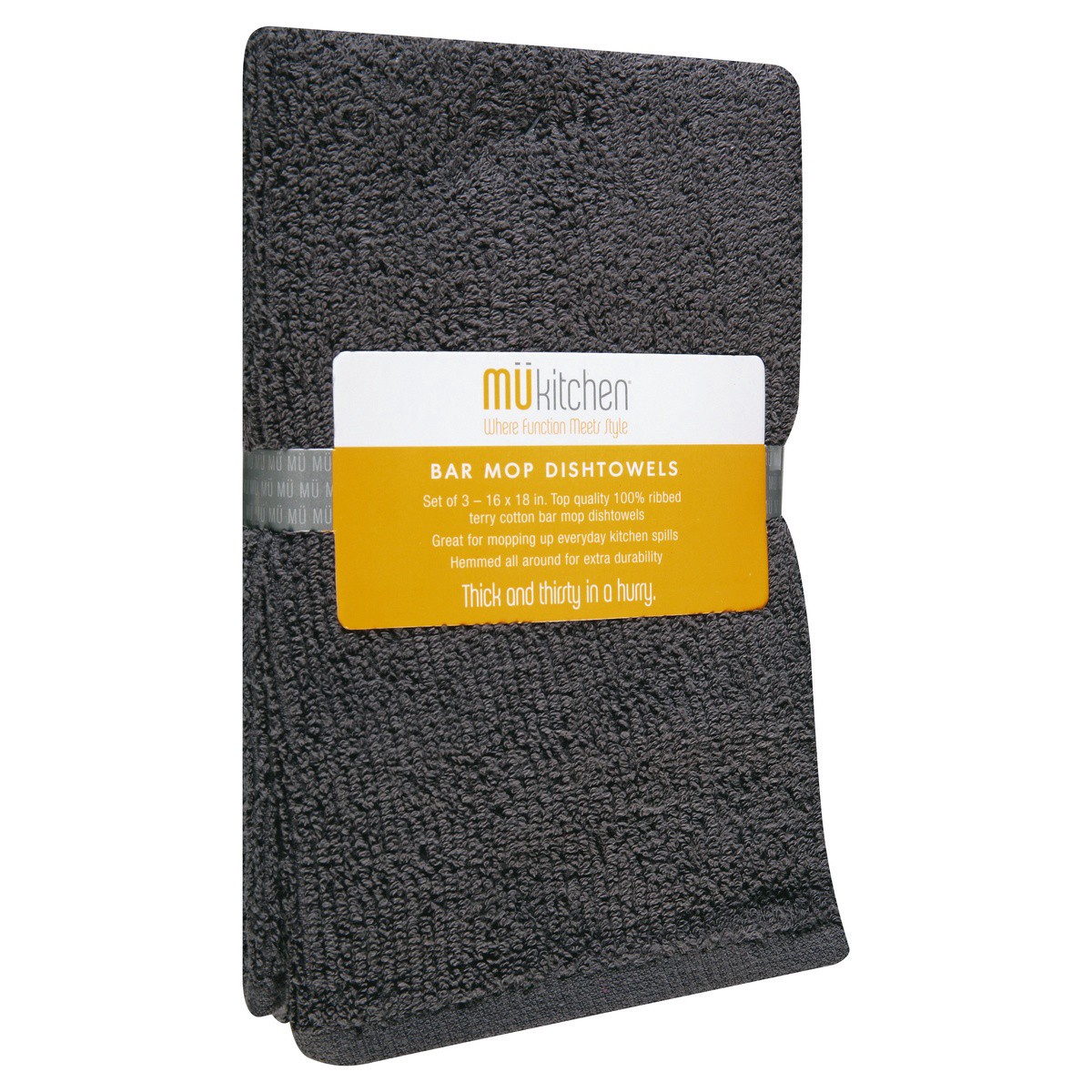 slide 6 of 9, MÜkitchen Bar Mop Slate Dishtowels 3 ea, 3 ct