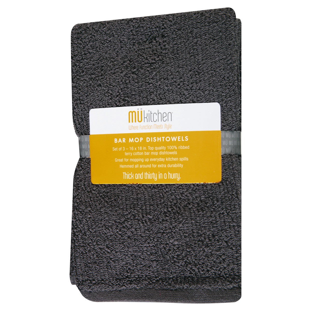 slide 2 of 9, MÜkitchen Bar Mop Slate Dishtowels 3 ea, 3 ct