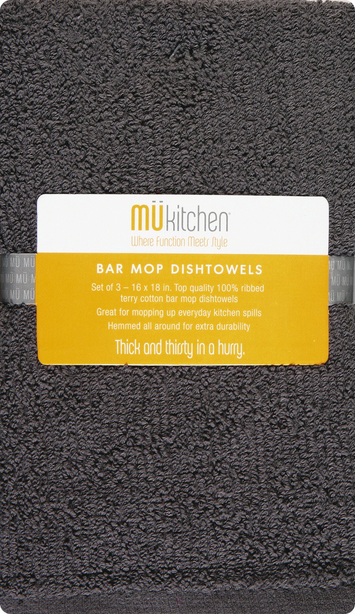 slide 3 of 9, MÜkitchen Bar Mop Slate Dishtowels 3 ea, 3 ct