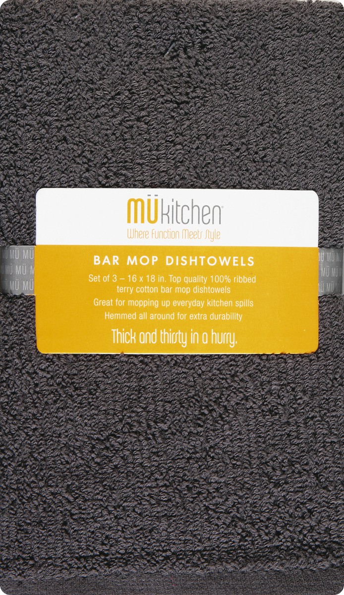slide 1 of 9, MÜkitchen Bar Mop Slate Dishtowels 3 ea, 3 ct