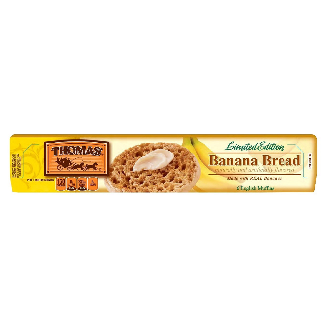 slide 1 of 1, Thomas' Banana Bread English Muffins, 6 ct