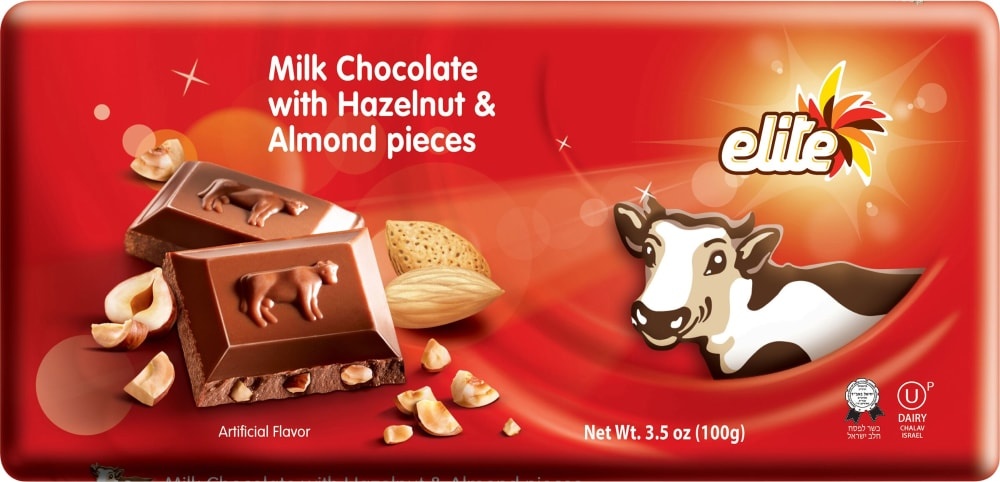 slide 1 of 1, Elite Hazelnut & Almond Milk Chocolate Bar, 3 oz