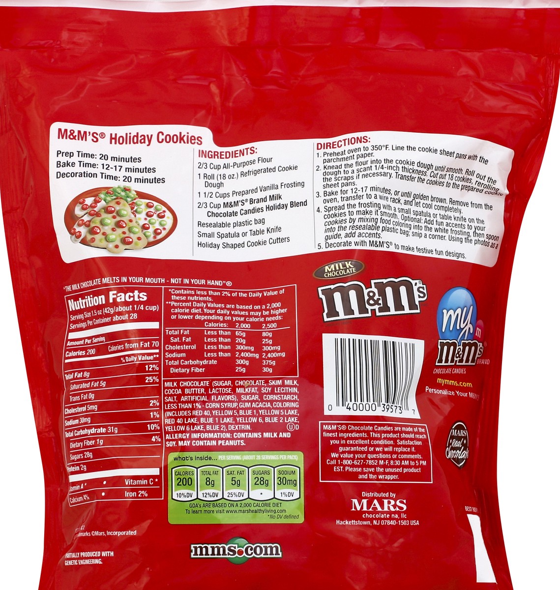 slide 5 of 6, M&M's, Holiday Milk Chocolate Christmas Candy Party Size, 42 Oz, 42 oz
