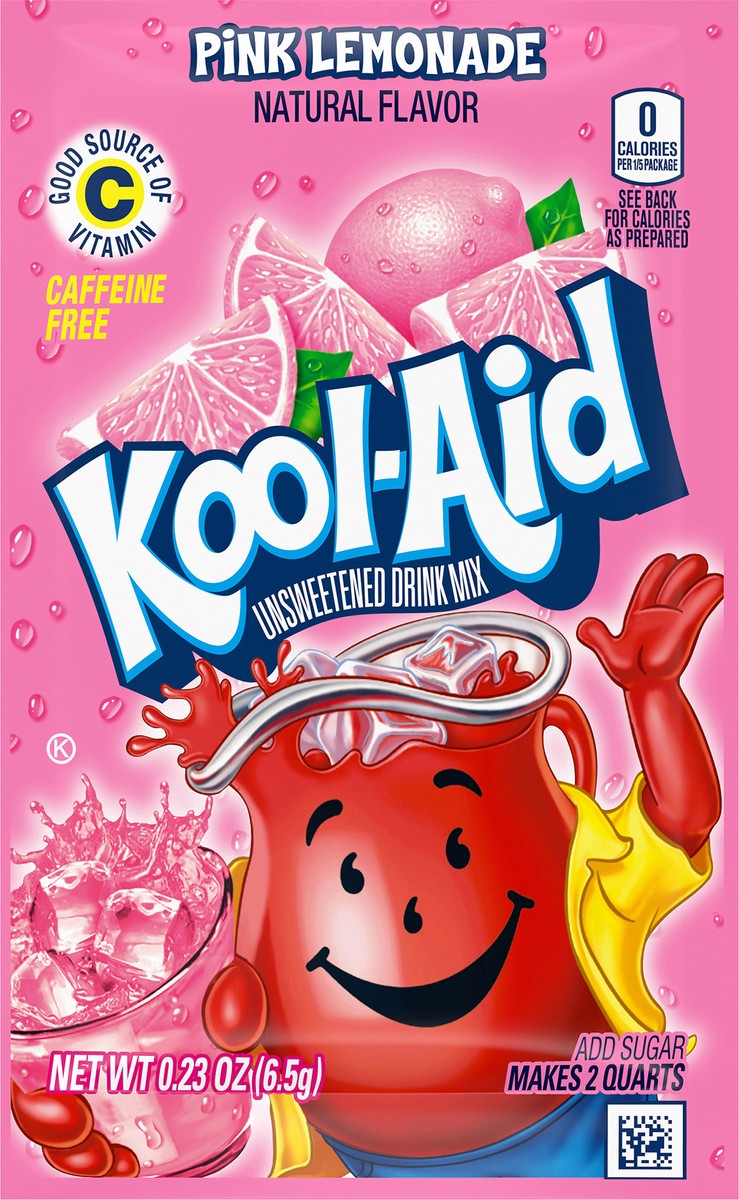 slide 9 of 9, Kool-Aid Unsweetened Pink Lemonade Naturally Flavored Powdered Soft Drink Mix Value Pack, 5 ct Pack, 0.23 oz Packets, 5 ct