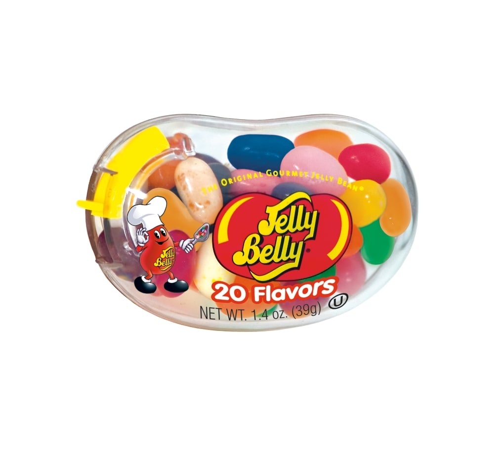 slide 1 of 1, Jelly Belly Bigbean Candy & Dispenser, 20 Assorted Flavors, 1.4 oz