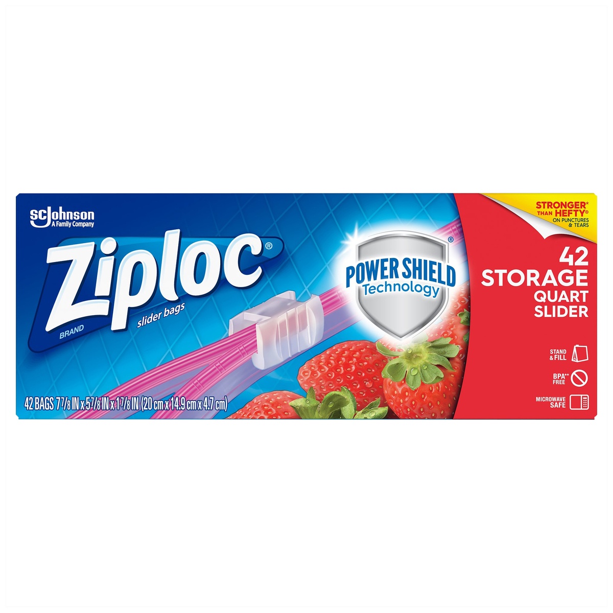 slide 1 of 1, Ziploc Slider Quart Storage Bags Value Pack, 42 ct