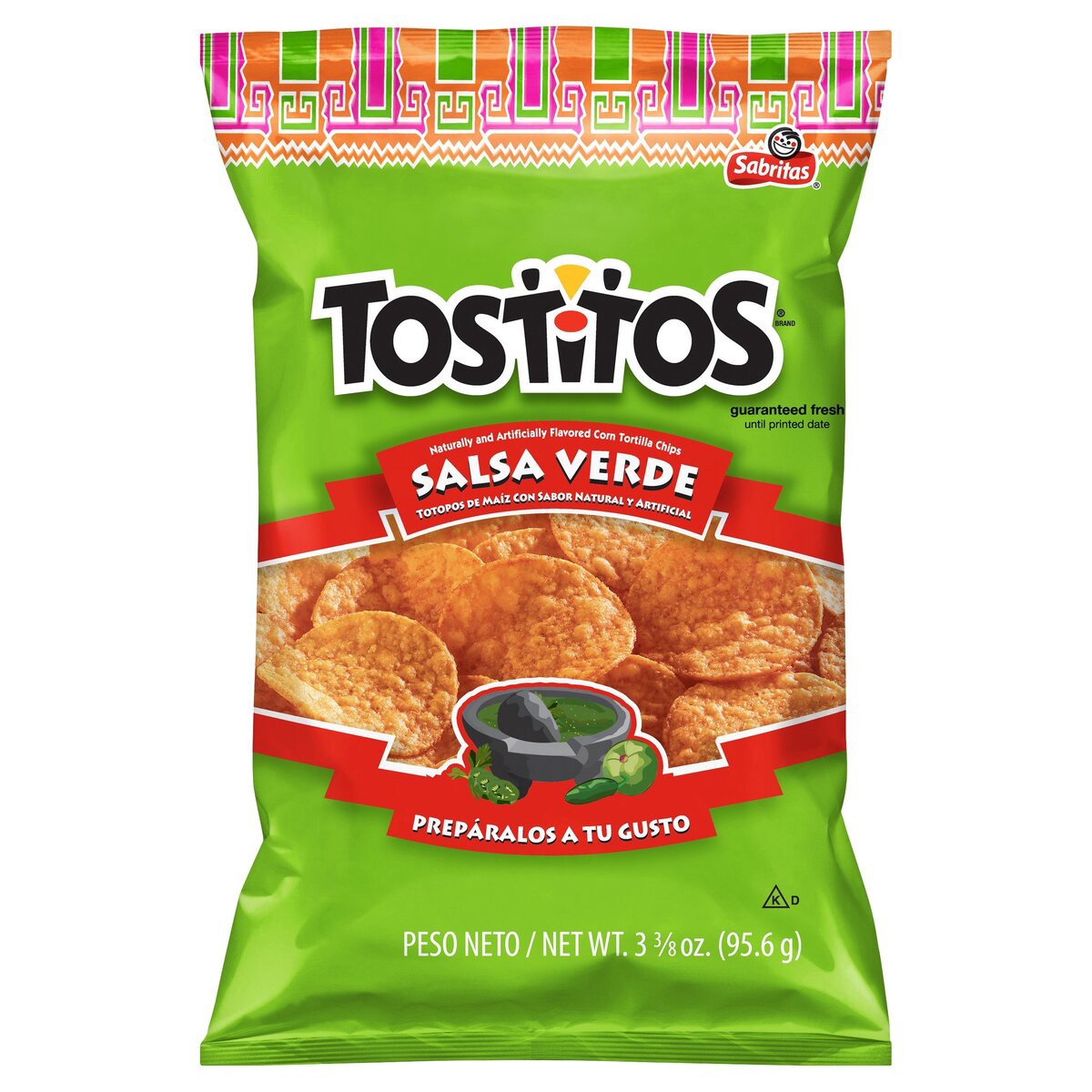 slide 4 of 7, Tostitos Tortilla Chips, Salsa Verde Flavored, 3.38 oz